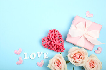 Obraz na płótnie Canvas beautiful valentine's day background on colored background with place for text