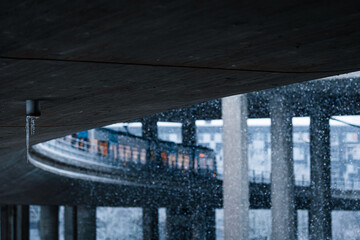 railway bridge in winter