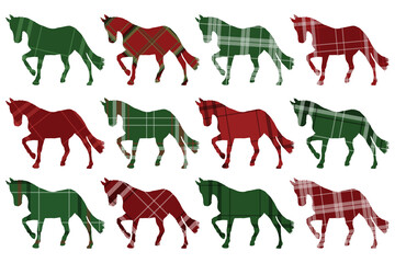 Horse silhouettes. Clip art set on white background