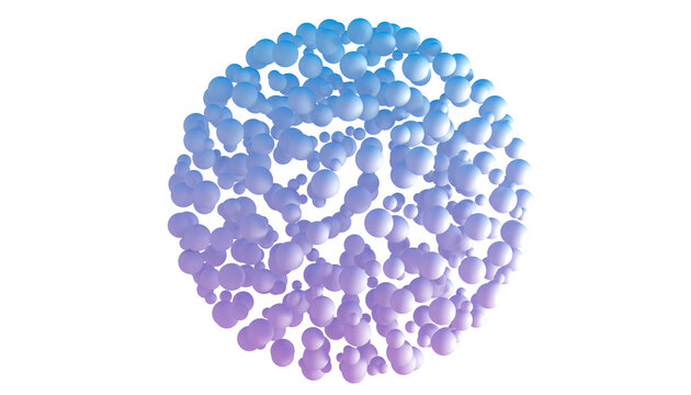Abstract 3d spheres floating in a circle. 3D illustration