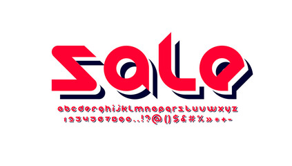 Original red font, creative rounded modern alphabet, trendy colored letters and numbers, vector illustration 10EPS