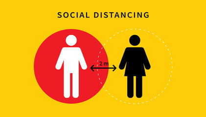 Social distancing. Keep the 1-2 meter distance. Coronovirus epidemic protective. Vector illustration