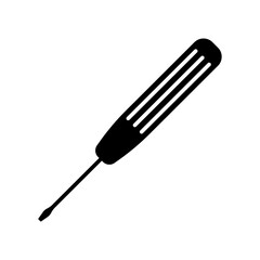 Screwdriver icon. Black silhouette. Vector flat graphic illustration. The isolated object on a white background. Isolate.