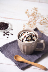 cup of hot chocolate with whipped cream