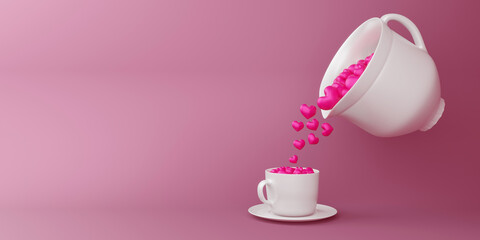 Valentine concept background, Love card, coffee heart, 3d rendering.