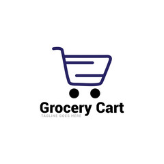 Grocery Cart logo vector template.