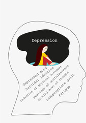 Depression and mental health care concept with depression symptoms