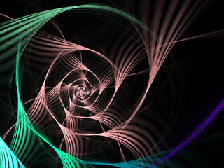 Abstract fractal spiral background, computer-generated illustration.