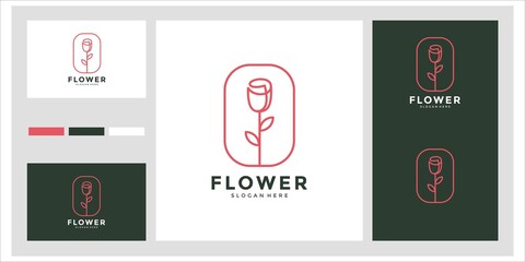 Minimalist elegant floral rose for beauty, cosmetics, yoga and spa. logo and business card