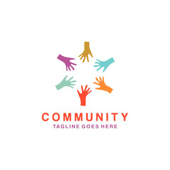colorful rotating hand vector logo for community and sharing