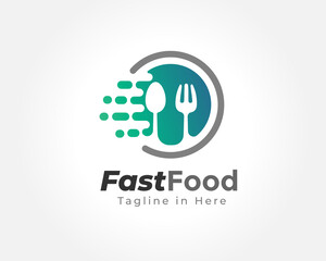 Fototapeta premium circle fast food delivery service logo, icon, symbol design illustration inspiration