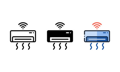 Air conditioner icon. With outline, glyph, and filled outline styles