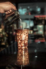 plastic glass of coffee on the table