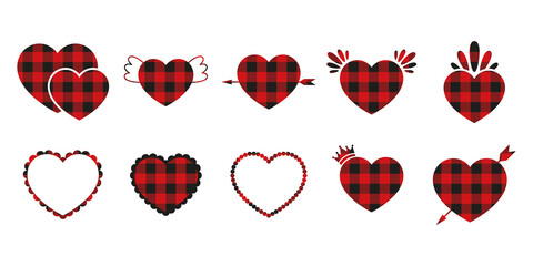 Hearts with buffalo plaids, Valentine’s Day