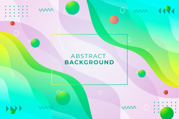 Abstract background with organic green, yellow ,blue color shapes, ornaments, 3D balls with glow on a white background