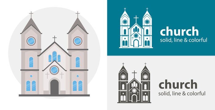 Church Isolated Vector Icon. Religion Line Solid Flat Icon