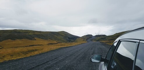 Road close to the Gljufrabui area in southern Iceland. I was driving to the Gljufrabui waterfall. Close to it I have discovered a lonely road going up to the hill.