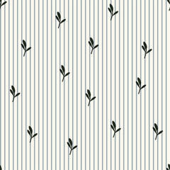 Seamless floral pattern with vertical stripes. Vector illustraition