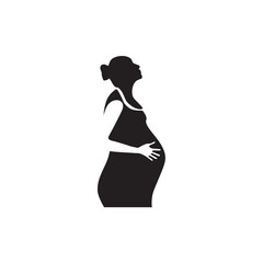 Woman pregnant icon logo design template