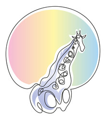 One continuous line drawing of giraffe and sun.

One line drawing of wildlife concept.