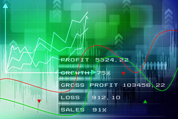 2d rendering Stock market online business concept. business Graph 