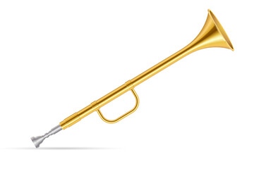 Golden horn trumpets vector illustration isolated on white - obrazy, fototapety, plakaty
