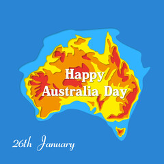 Happy Australia republic day. Typographic poster paper cut style. Lettering greeting card. National banner poster. Multilayer paper cut applique Australian. Republic day celebration paper art style