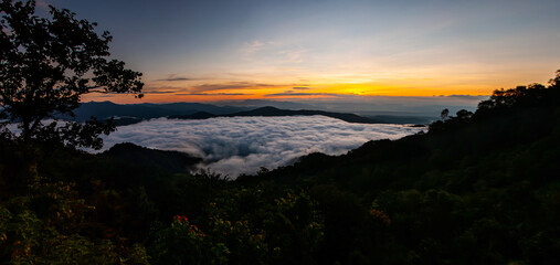 Foggy sky mountain panorama,Doi Mon Ngoa,Chiang Mai.Thailand
