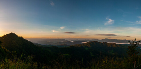 Foggy sky mountain panorama,Doi Mon Ngoa,Chiang Mai.Thailand