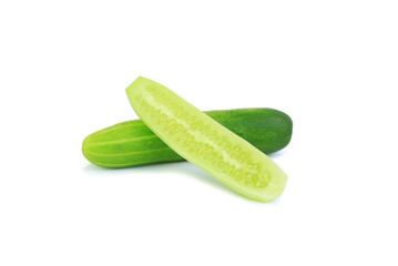 Sliced cucumber isolated on white background