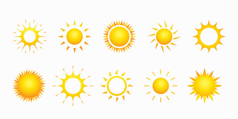 Suns icons collection. Vector set illustration