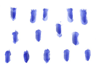Fototapeta na wymiar Blue brush stroke with watercolor isolated on white background