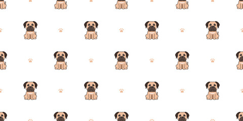 Cartoon character brown dog seamless pattern background for design.