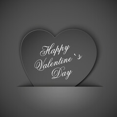 Black Heart from paper Valentines day card background illustration