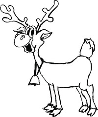 little smilie deer with bell on white background	