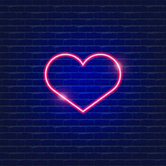 Neon heart icon. Vector illustration of love concept. Holiday sign for valentine's day greeting card.