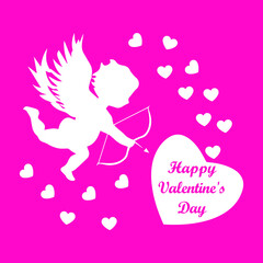 Love forever Happy valentines day cupid or angel vector Illustration of Valentine's Day cupid ready to shoot his arrow, be my valentine's
