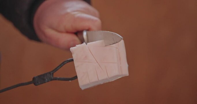 Cutting Lard Bacon Slicing for Grill Barbecue 