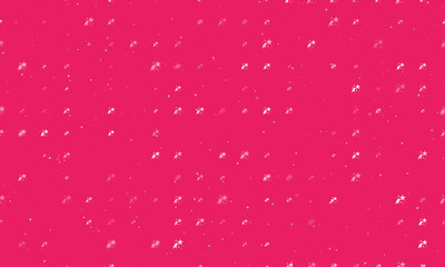 Seamless background pattern of evenly spaced white fireworks symbols of different sizes and opacity. Vector illustration on pink background with stars