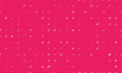 Seamless background pattern of evenly spaced white fireworks symbols of different sizes and opacity. Vector illustration on pink background with stars