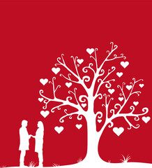 Obraz na płótnie Canvas Couple in love near a magic tree.