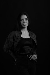 Black and white portrait of beautiful young woman