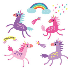 Cute unicorns. Vector illustration