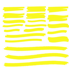 Yellow highlighter marker illustration. Brush pen underline. Yellow watercolor hand drawn highlight