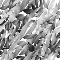 Obraz premium Natural background. Endless interweaving of silvery twigs with leaves. Diagonal pattern. Light background.