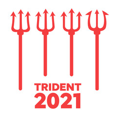 Tridents harpoons. Pitchfork devil set. Trident devil icon