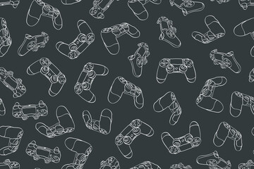 Video game controller gamepad background Gadgets and devices seamless pattern  © Darcraft