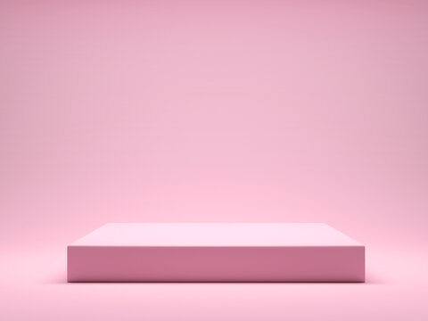 Pink Platform For Product Display Interior Podium Place. 3d Rendering