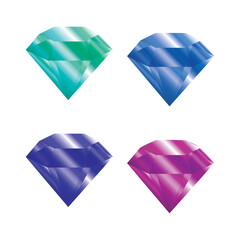 Four colored diamonds on a white background, vector illustration