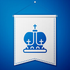 Obraz na płótnie Canvas Blue British crown icon isolated on blue background. White pennant template. Vector.